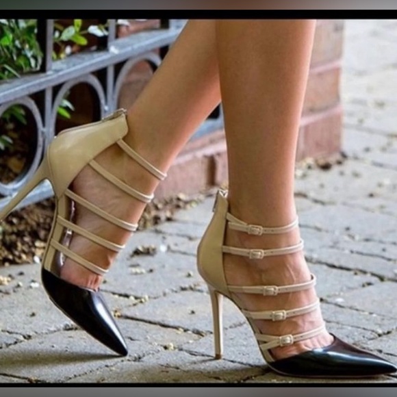 Aldo Black and Nude Buckle Up Stiletto - Picture 2 of 8